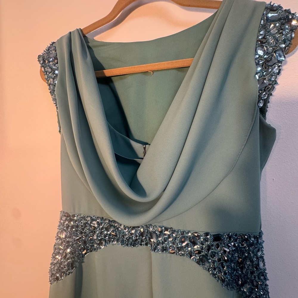 Pamella by Pamella Roland Teal/Green Embellished Long Dress/ Evening Gown - Picture 7 of 16
